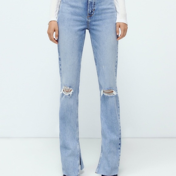 Zara Z975 Flared Ripped Slim Fit Jeans 
